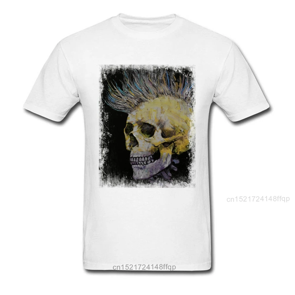 MOHAWK футболки мужские череп футболка хипстерская Мужская 100% хлопок 3D Панк черный