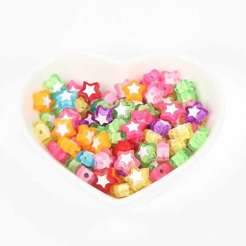 50Pcs Mixed Pentagram Acrylic Double Beads For Jewellery Marking Loose Spacer Bracelet Necklace Charm Jewelry Finding | Украшения и
