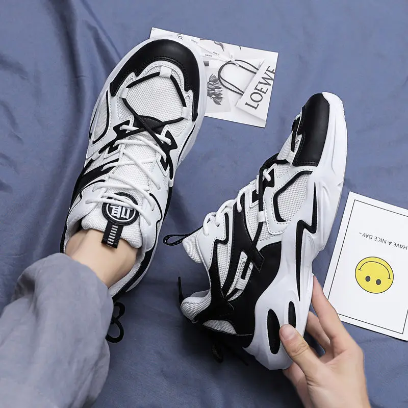 

Men Casual Shoes Fashion off black White Sneakers Man Shoes Comfortable Chunky Sneakers Men's Shoes Trainers Walking shoes