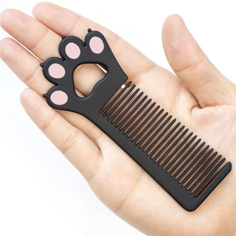 

Lovely Girl Comb Hair Cut Tool Cat Paw Decor Comb Portable Zinc Alloy Comb