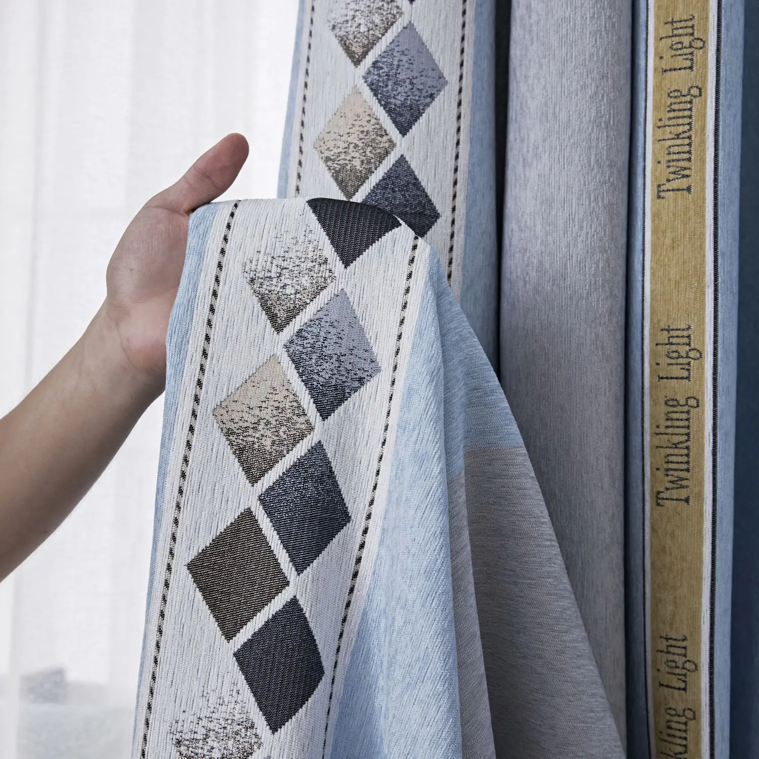 

290cm Height Chenille Curtains Blackout Modern Nordic Full Shading Stitching Living Room Bedroom Balcony Customization