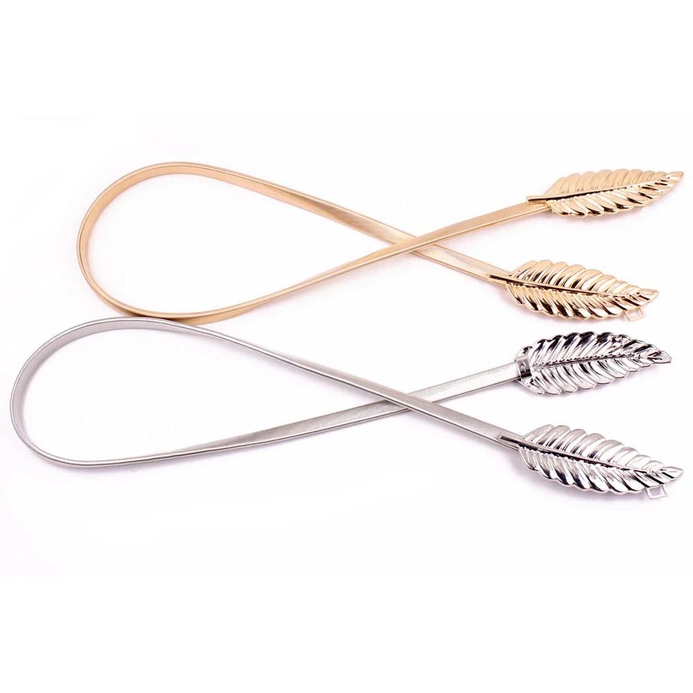 Винтажные модные пояса с листьями металлические ремни эластичные спереди для