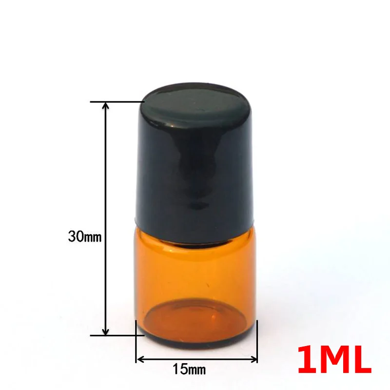 100pcs 1ml Essential Oil Roll On Glass Perfume Bottle Empty Amber 1cc Refillable Roller Sample Container | Красота и здоровье
