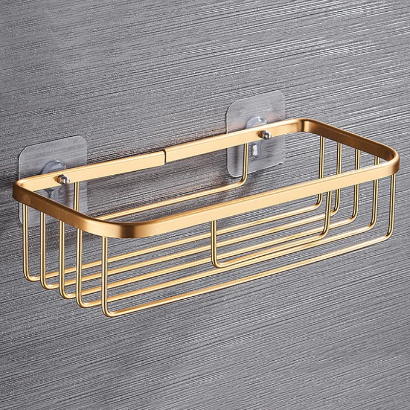 

CN Bathroom kitchen Punch Corner Frame Shower Shelf Wrought Iron Shampoo Storage Rack Holder with Suction Cup Bathroom