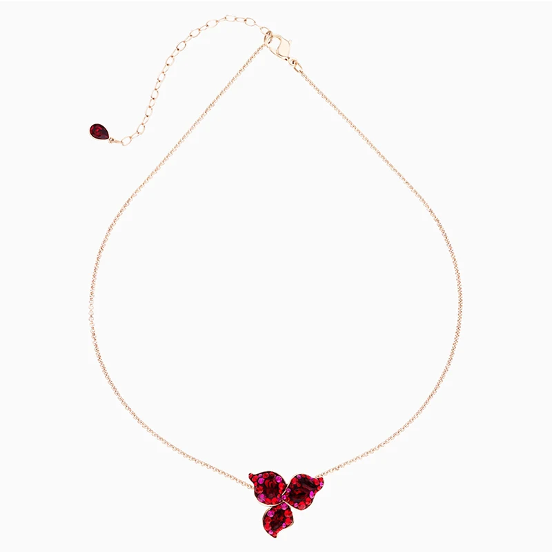 

Fashion Trend SWA New GRACEFUL BLOOM PENDANT Necklace Elegant Red Camellia Petal Pattern Crystal Women'S Luxury Jewelry Gift