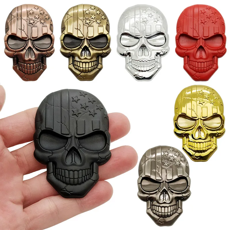 

3D Skull Devil Death Flag Metal Car Sticker Decal Car Skeleton Emblem Badge Motorcycle Decorations Decals Stickers for Punisher