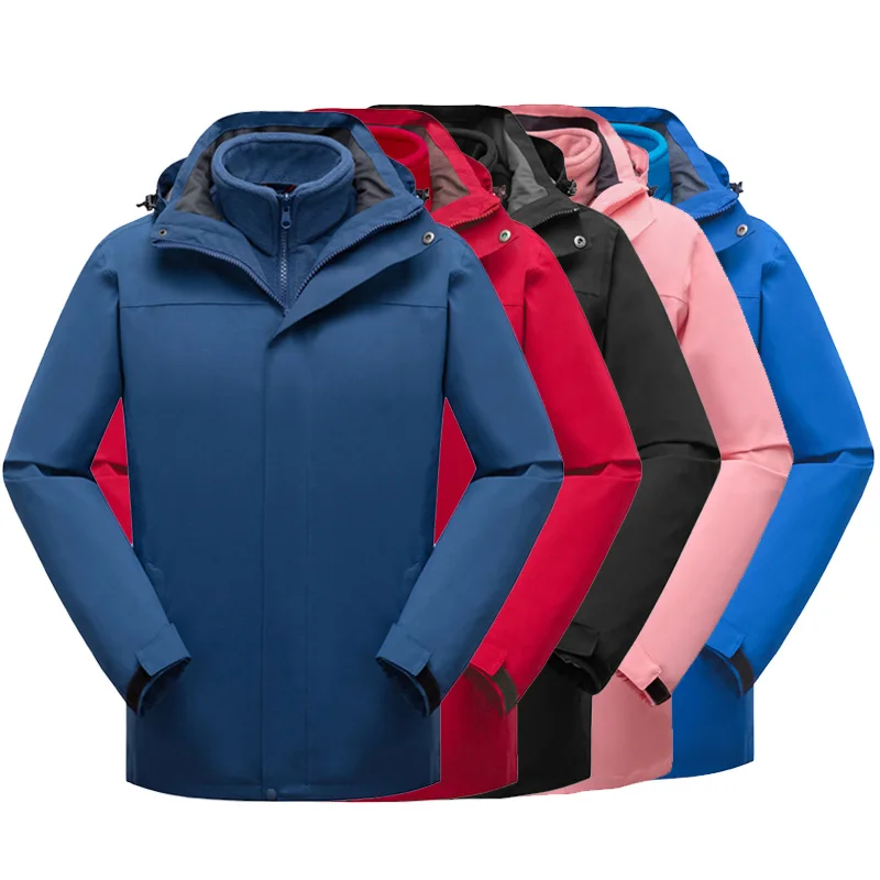 Мужская куртка 3 в 1 для кемпинга и походов осенняя Черная спортивная улицы