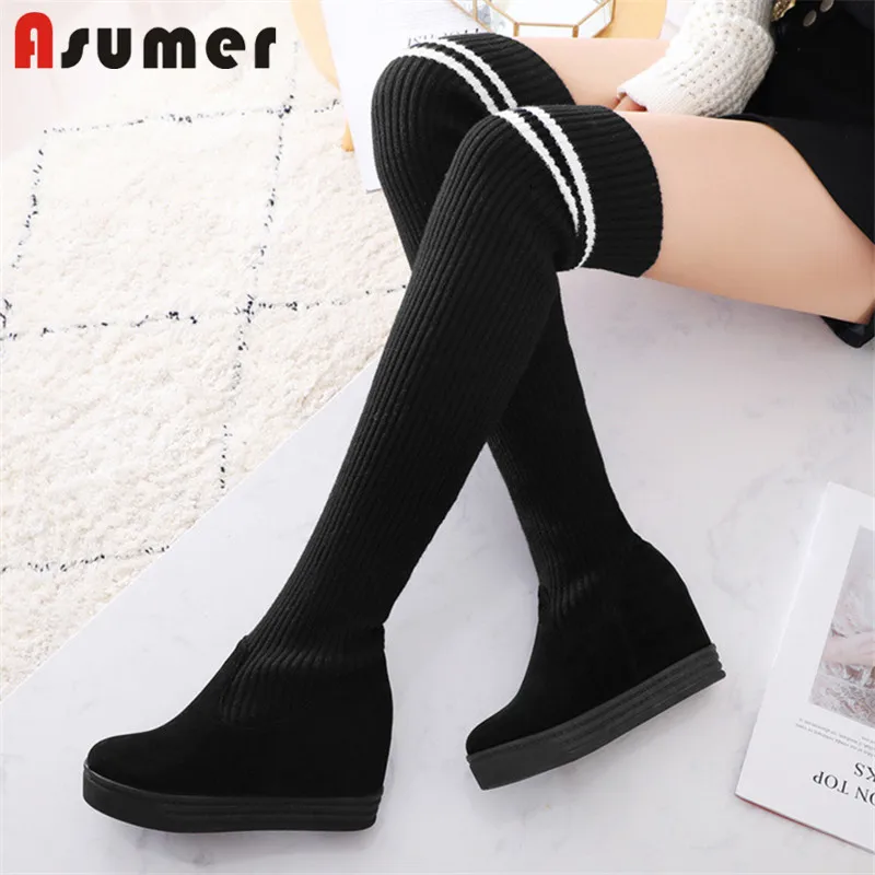ASUMER/Новинка 2020 года Стильные тонкие Стрейчевые сапоги Женские разноцветные на