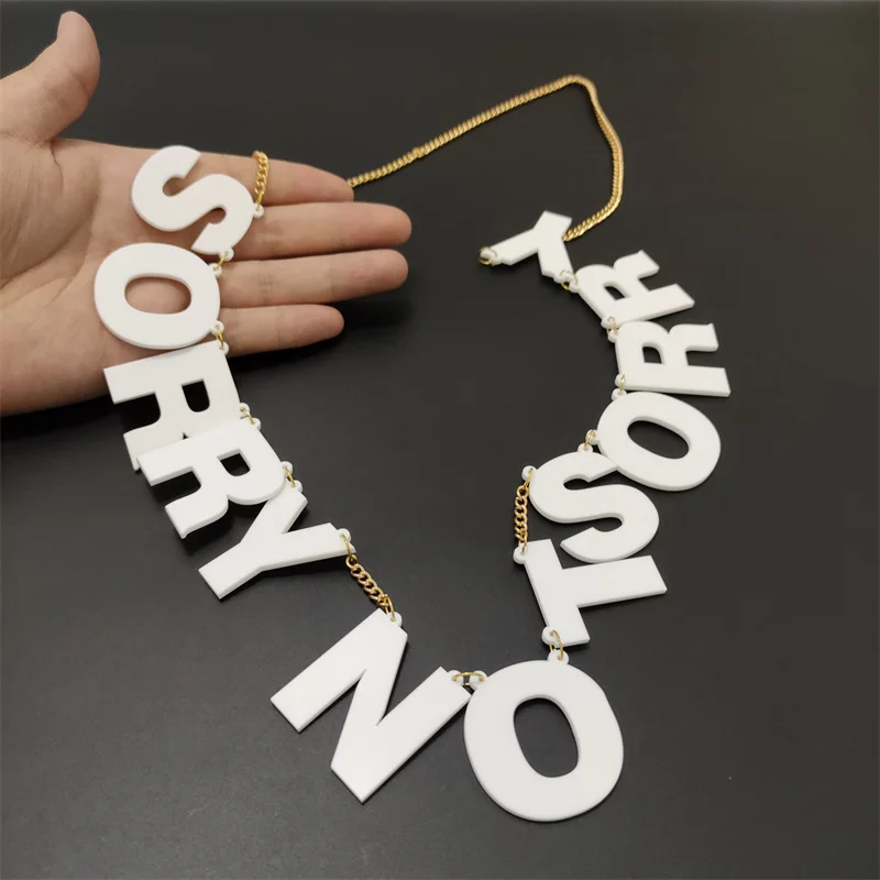 KUGUYS модное ювелирное изделие белое акриловое ожерелье с буквенным принтом для
