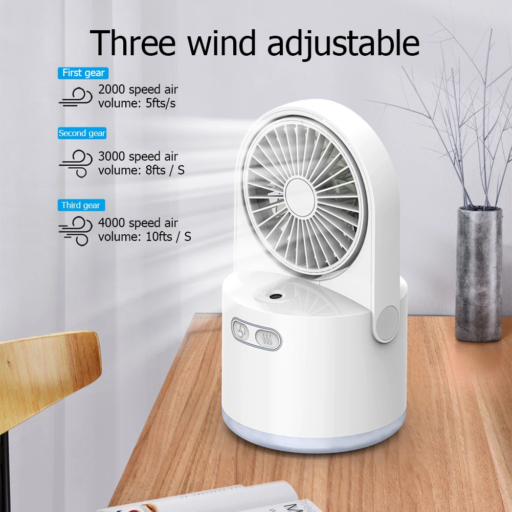 

2 in 1 Mini Humidifier Fan USB Rechargeable Air Cooler Fan Summer Household Office Desktop Water Spray Humidify Misting Cooling