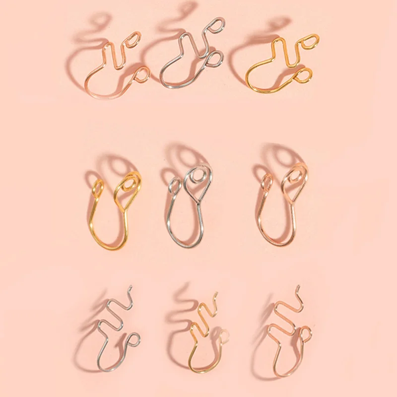 

1PCS Metal Spiral Fake Nose Ring Cuff Non Piercing Nose Ring Clip On Fake Nose Piercing Jewelry Ear Cuff Earring Women