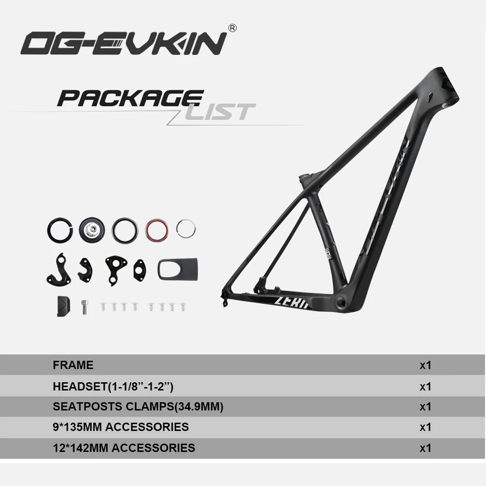 OG-EVKIN CF053 29er Carbon MTB Bicycle Frame Disc Brake 160mm BSA UD matte mtb Frameset Bike 31.6mm 135xQR 142x12 148X12 | Спорт и