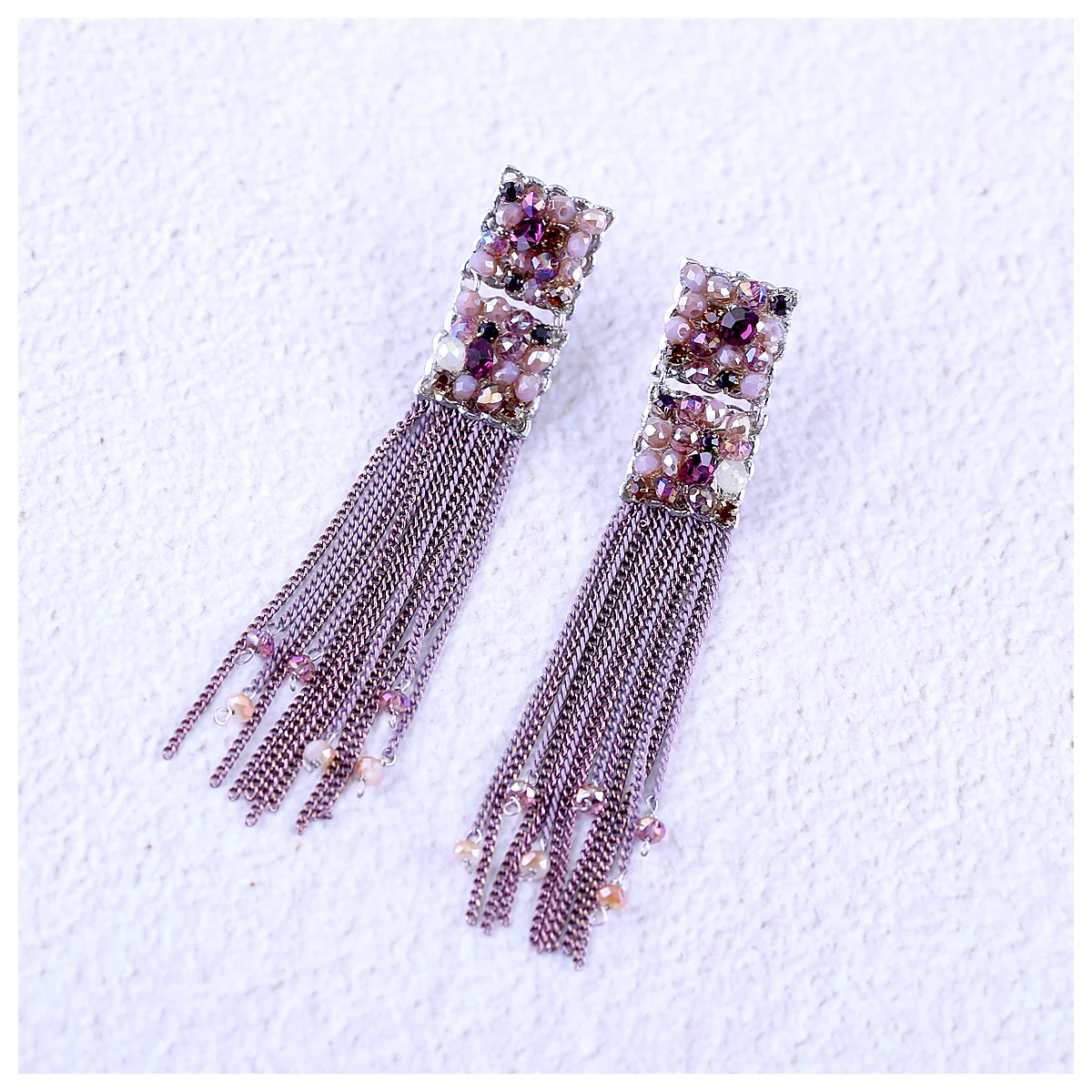 Модные хрустальные серьги гвоздики для женщин и девушек цепи ручной работы с