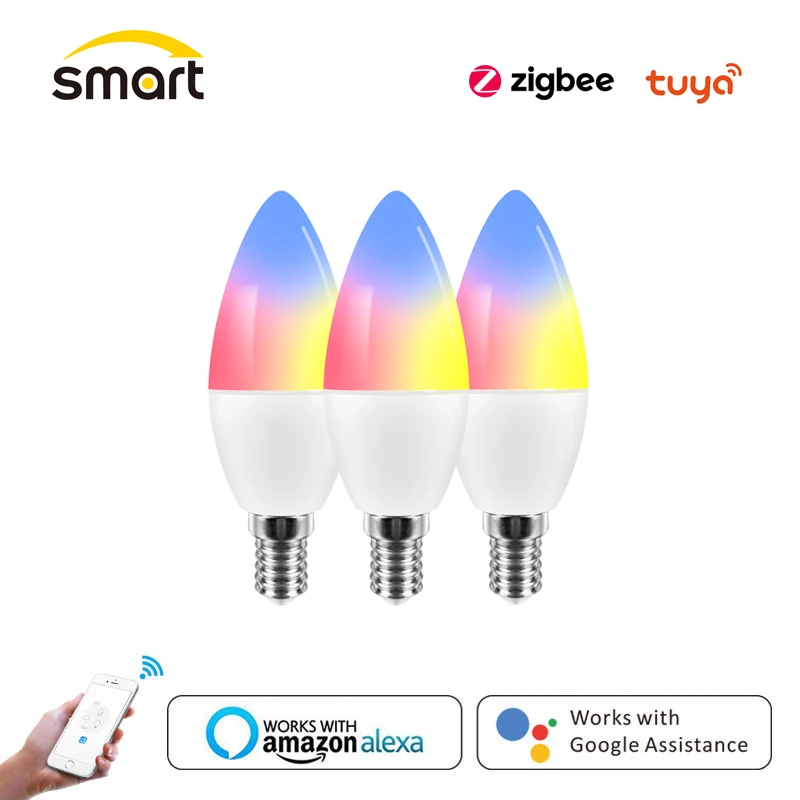 

Tuya Zigbee 3.0 Smart Bulb RGBCW 5W Dimmable LED Lamp Night Lights for Philips Hue Smartthings Voice Control Alexa Google Home