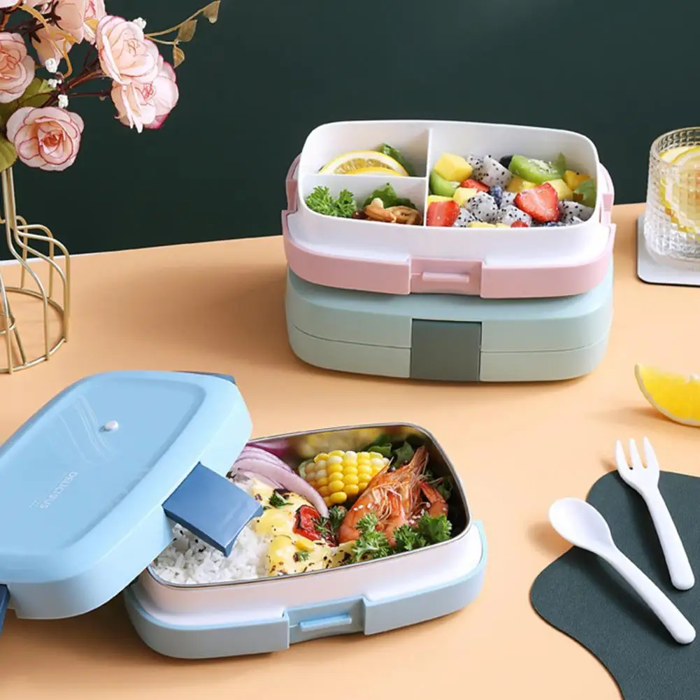 

304 Stainless Steel Insulated Lunch Box Can Be Filled with Water Portable Lunchbox for Student Office Worker Cute Bento Box