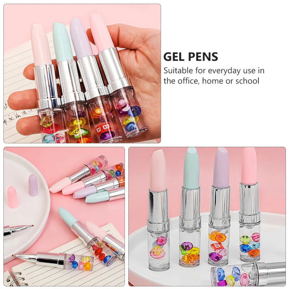 

4pcs Creative Lipstick Shape Pen 0.5mm Signature Pen (Mixed Style)