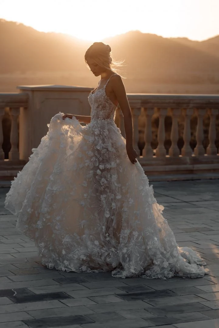 Vivian's Bridal Fashion цветочный принт свадебное платье в стиле бохо милое 3d Цветочное на