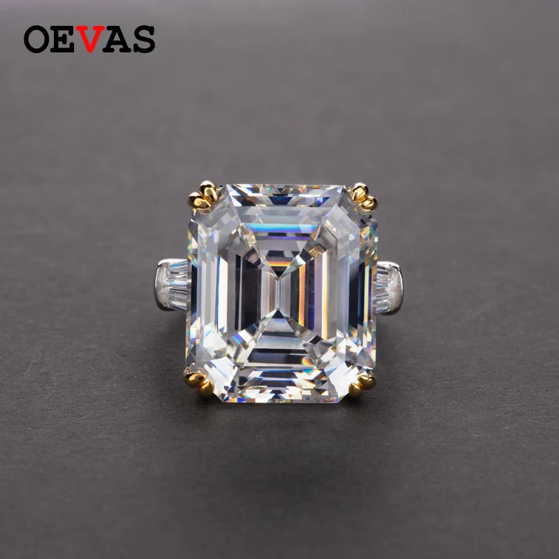 

OEVAS Classic 100% 925 Sterling Silver Emerald Cut Topaz Citrine Sapphire Gemstone Engagement Couple Rings Jewelry Wholesale