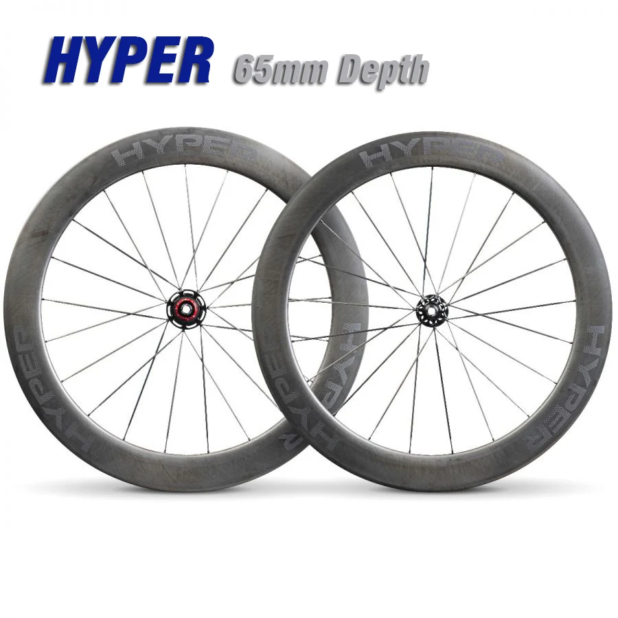 Колеса для шоссейного велосипеда Winspace Carbon HYPER с керамическими подшипниками и дисковыми тормозами на Aero Bladed спицах, размер 700C.