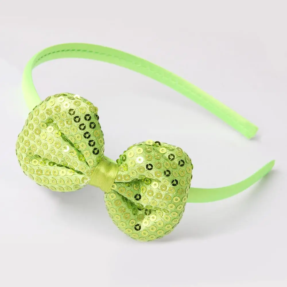Light green headband Meimile резинки для волос для девочек, банты, Детские аксессуары для волос для принцессы, повязка на голову с блестками для девочек, подарки на день рождения - Цвет: Light green headband