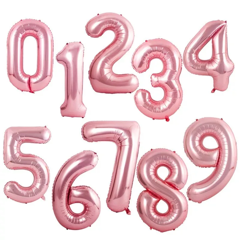 

40inch Gradient Rose Red Gold Silver Big Number Foil Balloons 0 1 2 3 4 5 6 7 8 9 18 Years Old Birthday Party Wedding Decoration