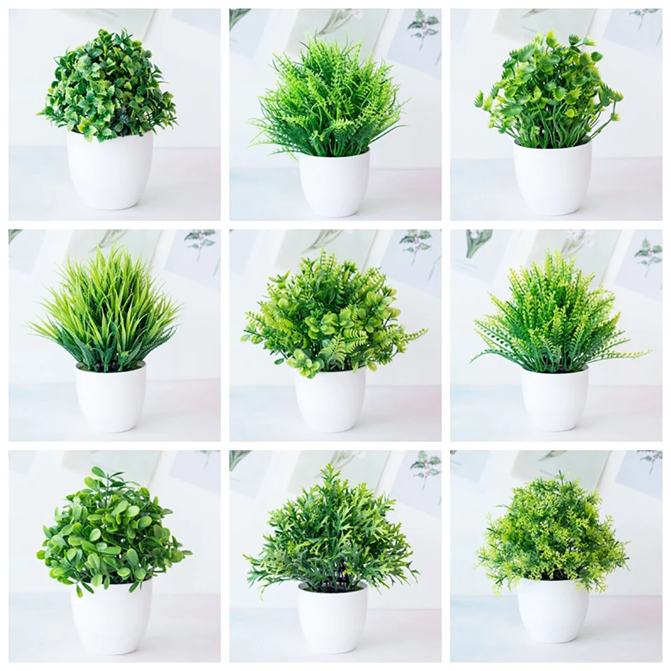 

bonsai artificial grass in a pot green fake plants potted grass plastic plants art home/garden/room/official desk decorations 1p