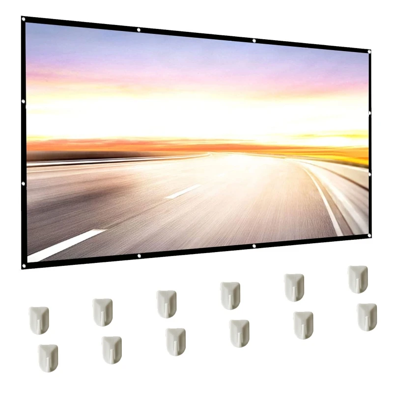 

Projector Screen 150 inch 16:9 Foldable Anti-Crease Portable Projection Movies Screen for Home Theater Outdoor Indoor Sided WXTB