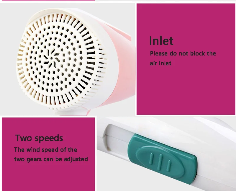 Foldable Portable Mini Hair Blow Dryer 1000W Traveller Student Dormitory Compact Blower Power EU Plug 220V |