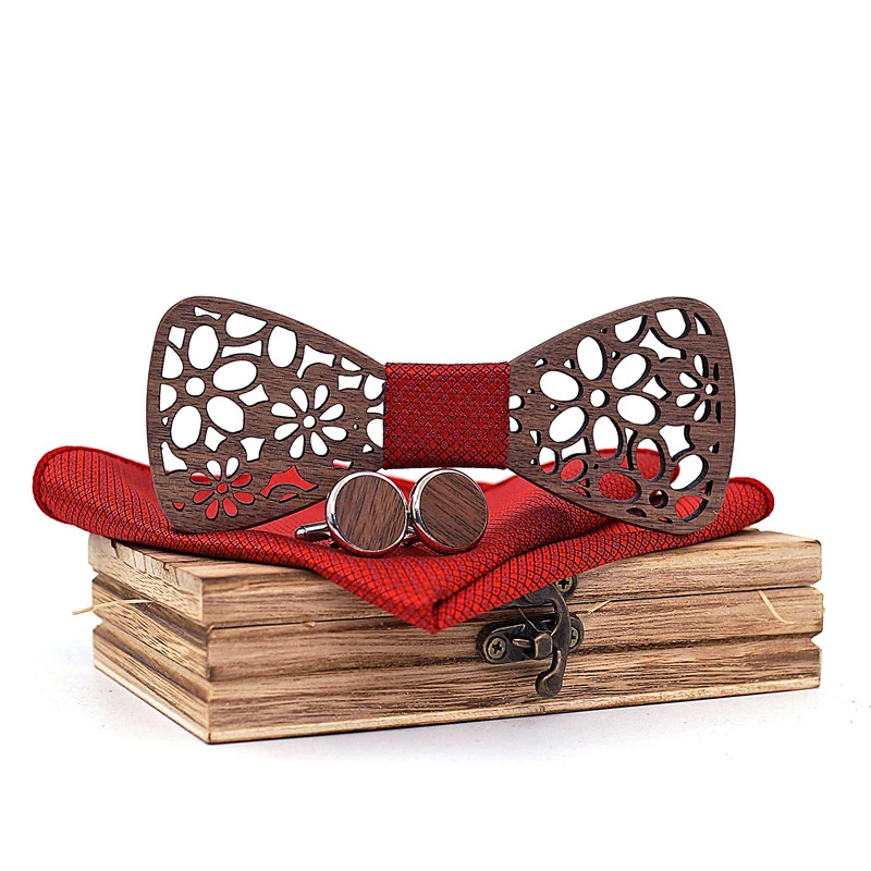 

Свадебные аксессуары для мужчин резные мужские галстуки-бабочки носовой платок запонки набор мужских галстуков ручной работы