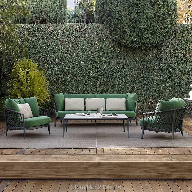 5-патио мебель алюминиевый coversation набор с журнальный столик и подушки для сада из