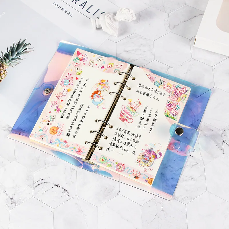 

Korea Colorful Laser Handbook Package Simple Small Fresh 6 Hole Mobile Page Notepad A5a6 Hand Account Notebook Stationery