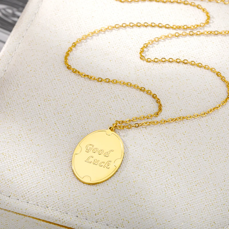 Good Luck Necklace Vintage Stainless Steel Collar Pendants Necklaces For Women One Piece Jewelry On the Neck Christmas Day Gift |