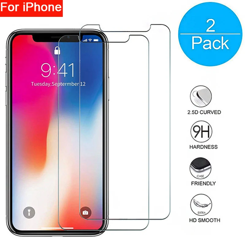 2 шт./лот закаленное стекло для iphone XS X 6 6S 5 5S7 8 XR XS Max Защитная пленка для экрана для Apple 6 7 8Splus пленка