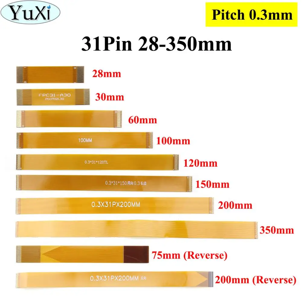 YuXi 31 Pin FFC FPC Flexible Flat Cable Pitch 0.3mm Same Direction length 28 30 60 75 120 150 200 350 mm | Мобильные телефоны и