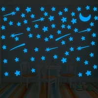 103 pcs luminous stars meteor moon wall sticker for kids room living room bedroom decoration decals glow in the dark 3d stickers