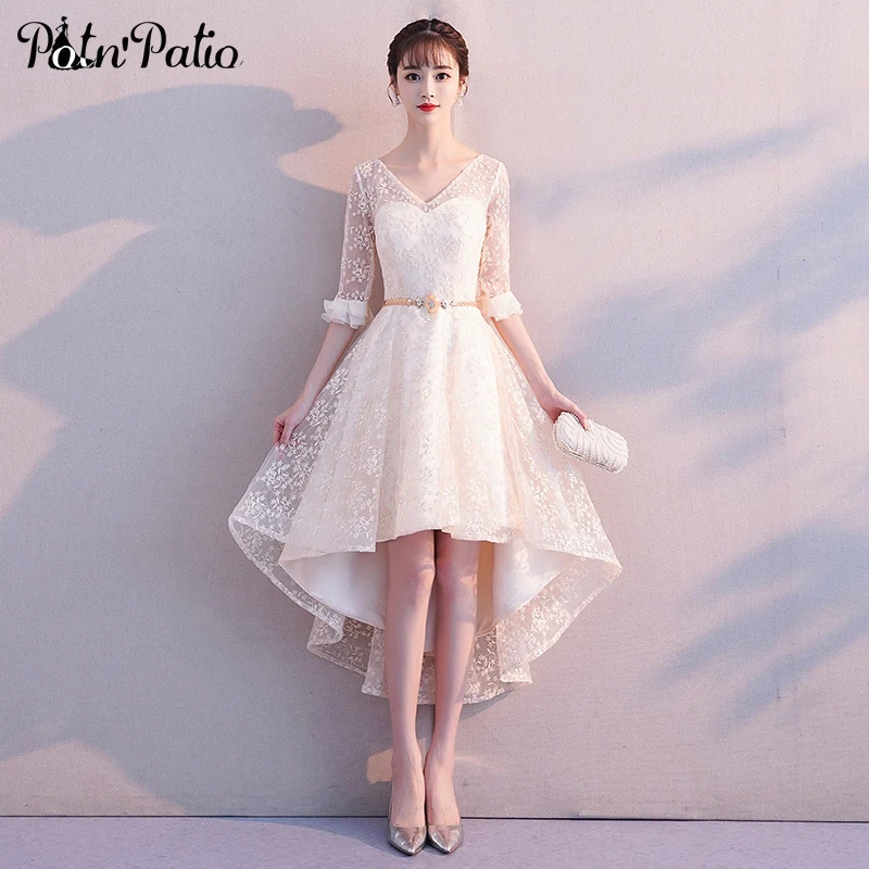 Кружевные платья цвета шампанского для выпускного вечера элегантное вечернее