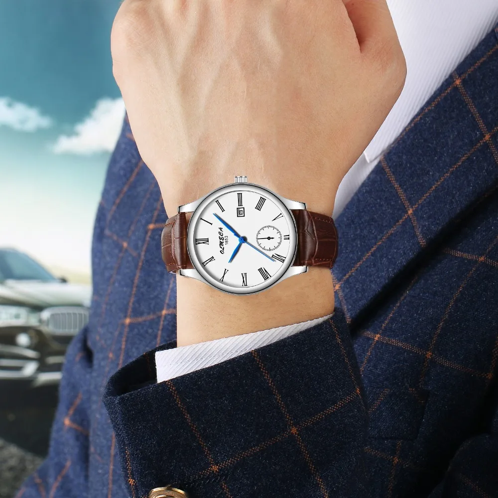 

OLMECA Hot Selling Fashion Men&Women Watch Luxury Couple Wristwatches Waterproof Watches Leather Strap Watch Relogio Masculino