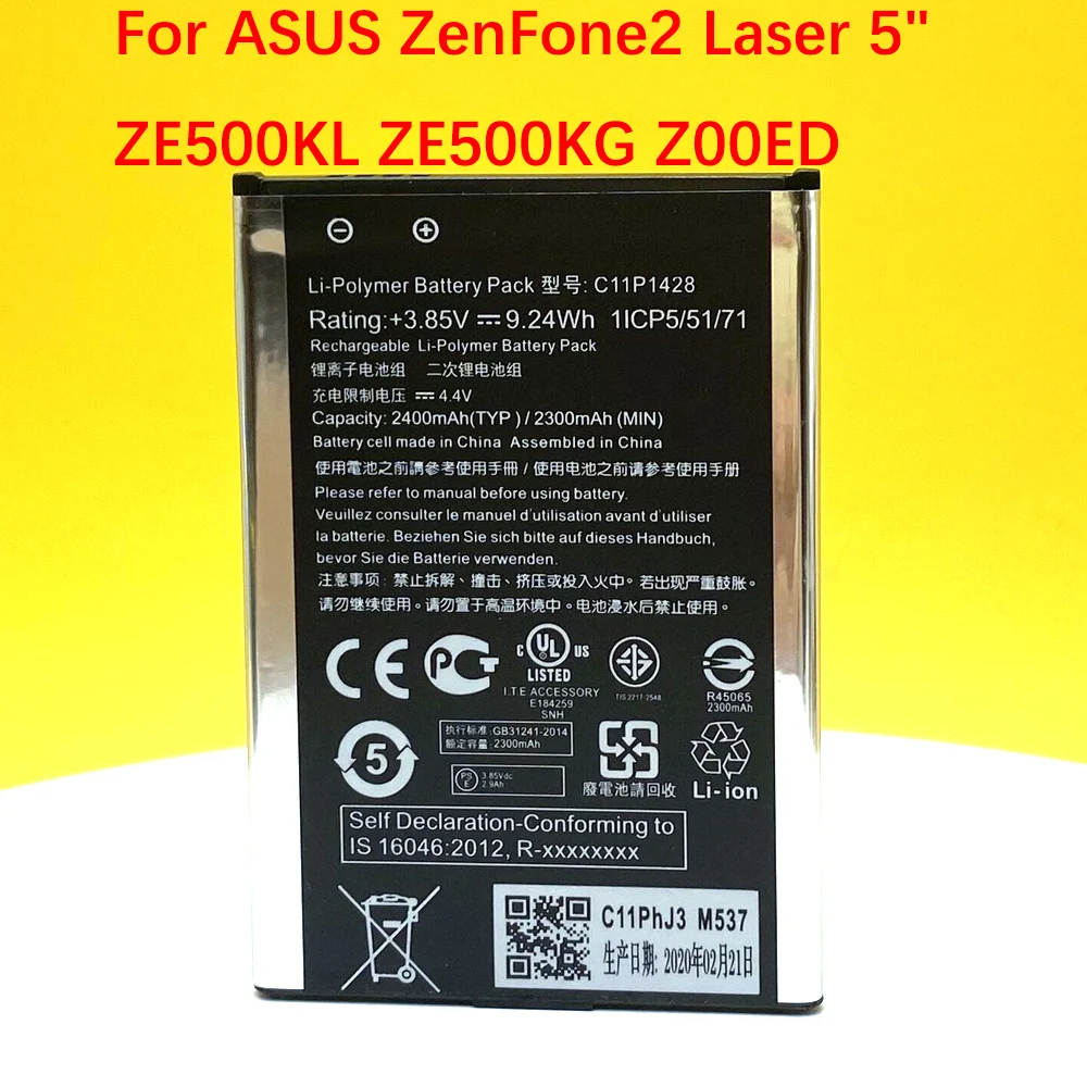 Аккумулятор C11P1428 2400 мАч для ASUS ZenFone2 Laser 5 дюймов ZE500KL ZE500KG Z00ED, новый, высокое качество + номер для отслеживания Аккумулятор C11P1428 2400 мАч для ASUS ZenFone2 Laser 5 дюймов ZE500KL ZE500KG Z00ED, новый, высокое качество + номер для отслеживания