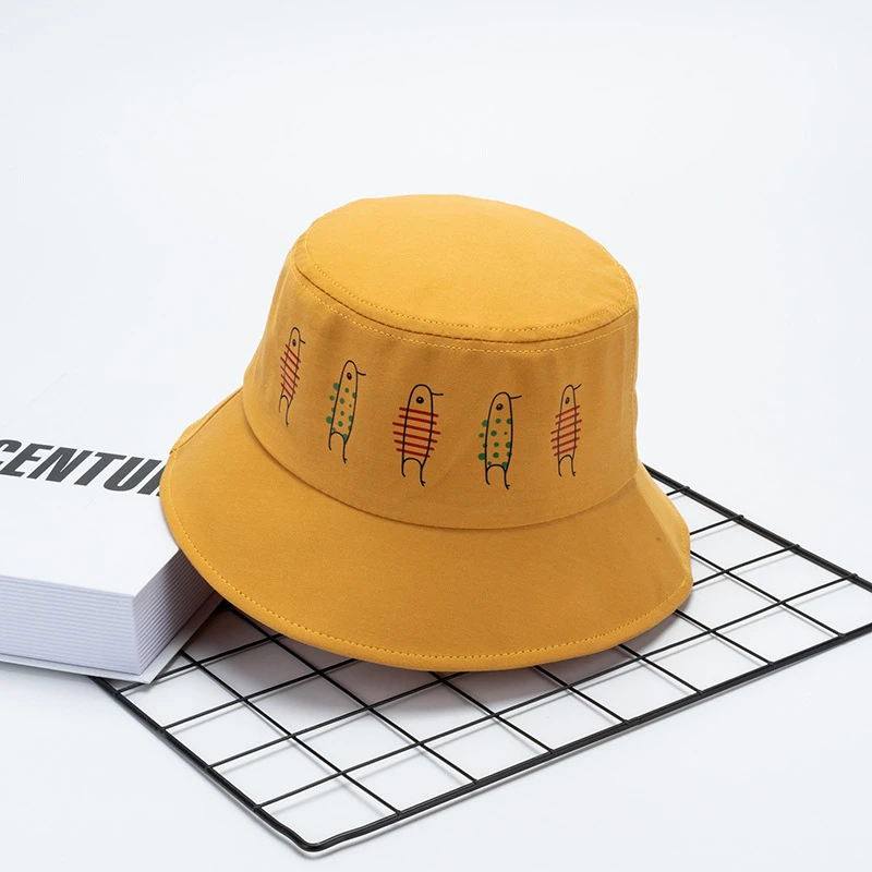 

Cartoon 5 Birds Bucket Hat Outdoor Travel Bonnet Sunscreen Mountain Climbing Hat Unisex Simple Fashion Fisherman Hats Basin Cap