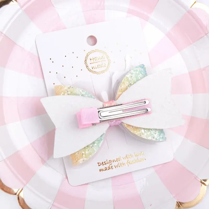 

8pcs Glitter Hair Bows Clips For Kids Girls Butterfly Hair Pin Sparkly Bows Clip GXMB