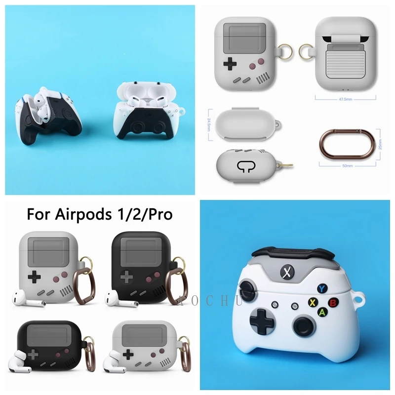 

3D Cute silicone Wireless Headset bluetooth case for Apple AirPods 1 2 cover for airpods pro Cartoons Gameboy Xbox PS Box