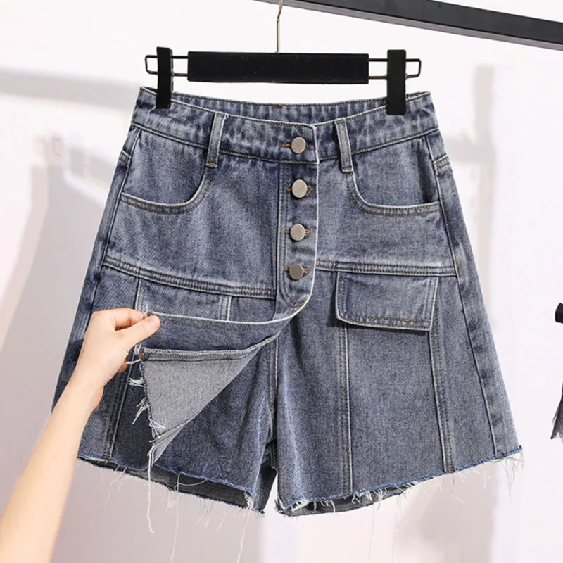 

EXCELLENT QUALITY Newest 2021Jeans skirt female fat sister fake two wide-leg loose shorts summer skirt pants fashion high-waiste