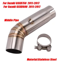 exhaust system middle pipe refit for suzuki gsxr600 gsxr750 2011 2017 motorcycle stainless connect 51mm exhaust muffler tube
