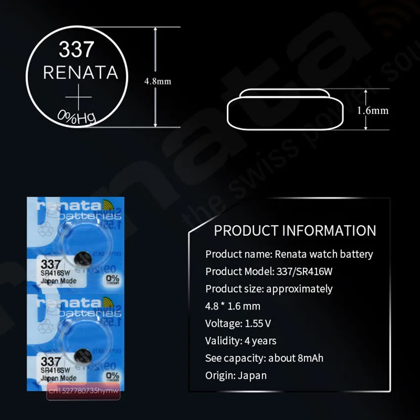 100 Пак Renata 337 часы батареи SR416SW 1 55 V Bottun | Электроника
