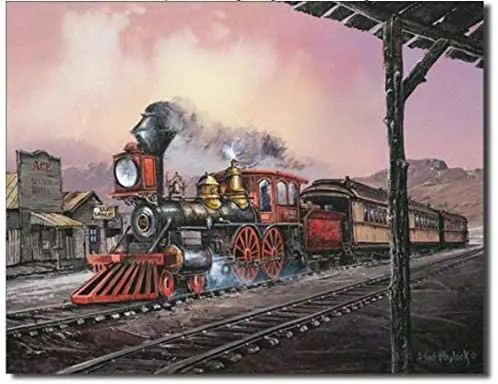 

Ted Blaylock Rollin Thru Metal tin Sign Train Painting Home Wall Decor New Wall Tin Sign 30x20 Decoration