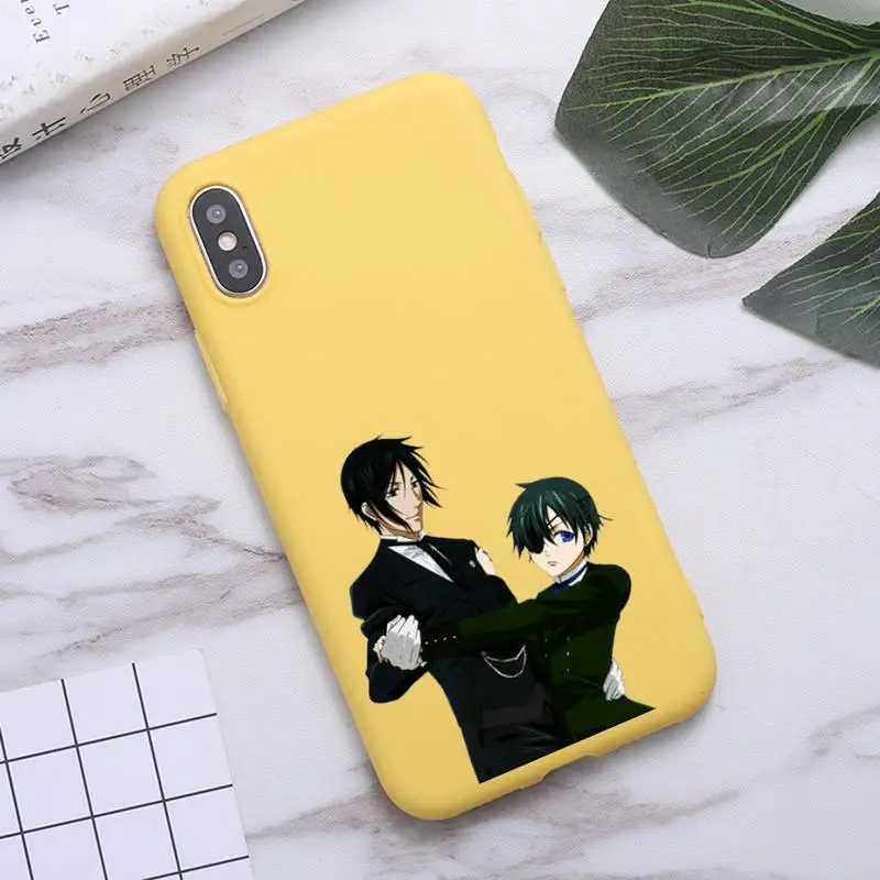 

Black Butler Japan anime Phone Case Candy Color for iPhone 6 7 8 11 12 s mini pro X XS XR MAX Plus