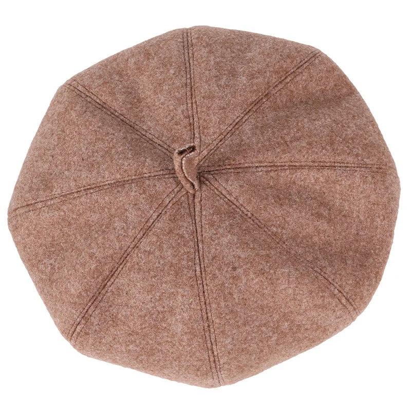 

Korean Pop Versatile Autumn Winter Fashion Women Hat British Retro Woolen Beret Day Casual Octagonal Pumpkin Felt Female Cap
