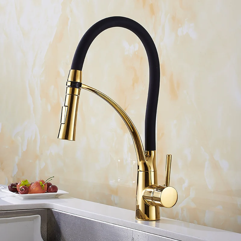 Смеситель Vidric ELK909G кухонный вытяжной кран для горячей и холодной воды с резиновой