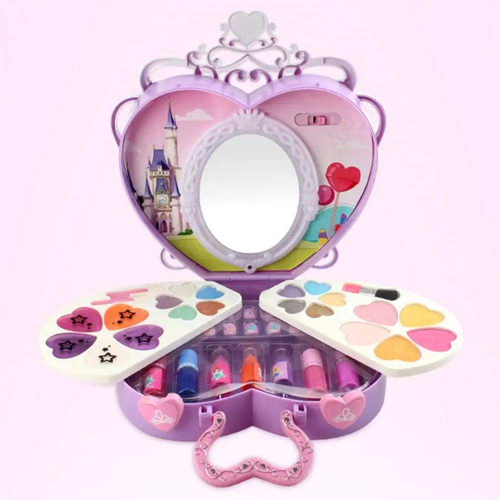 Children Girls Washable Portable Cosmetic Case Makeup Tools Play House Toys  Makeup Tools Play