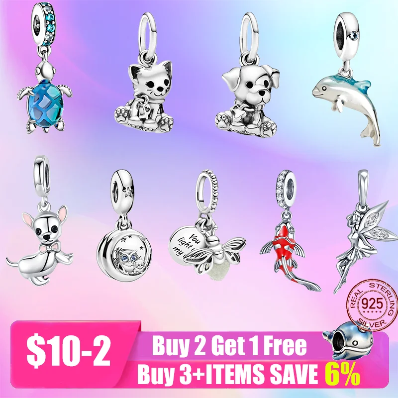 

New 925 Sterling Silver Openwork Pets & Bees Charm Beads fit Bracelet DIY Jewelry Valentine Day Gift